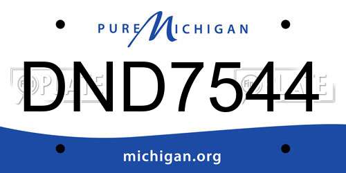 DND7544 Michigan License Plate