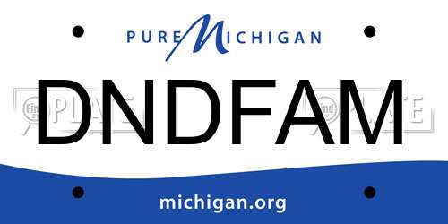 DNDFAM Michigan License Plate