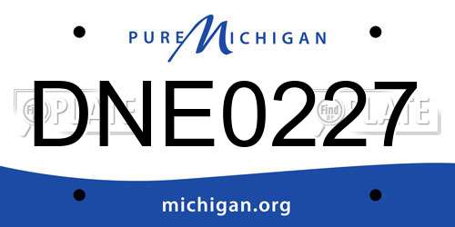 DNE0227 Michigan License Plate