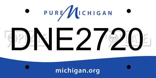 DNE2720 Michigan License Plate