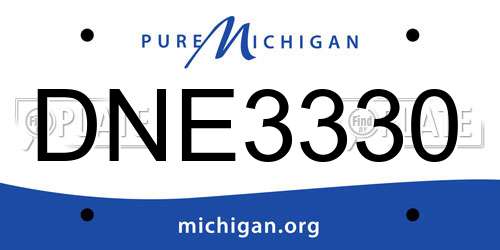 DNE3330 Michigan License Plate