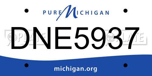DNE5937 Michigan License Plate