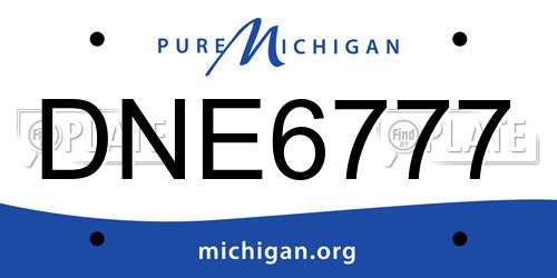 DNE6777 Michigan License Plate