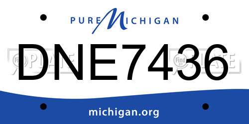 DNE7436 Michigan License Plate