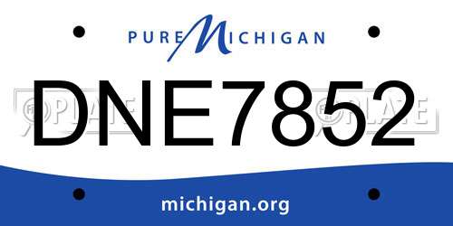 DNE7852 Michigan License Plate