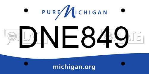 DNE849 Michigan License Plate
