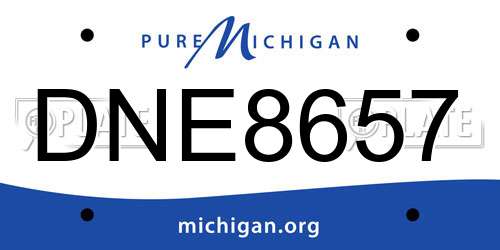 DNE8657 Michigan License Plate