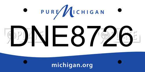 DNE8726 Michigan License Plate