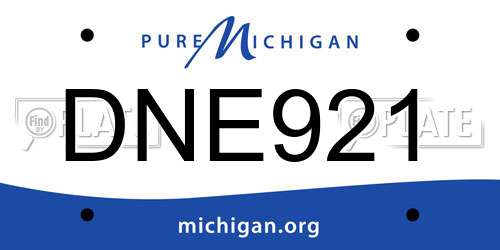 DNE921 Michigan License Plate