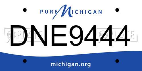 DNE9444 Michigan License Plate