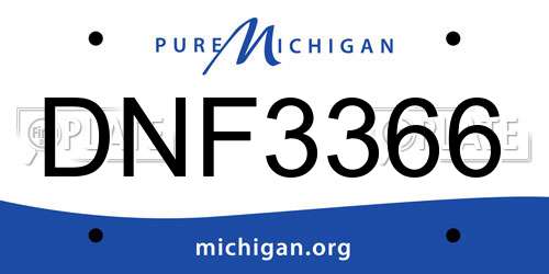 DNF3366 Michigan License Plate