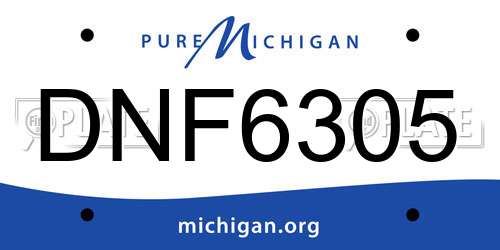 DNF6305 Michigan License Plate
