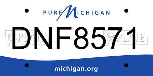 DNF8571 Michigan License Plate