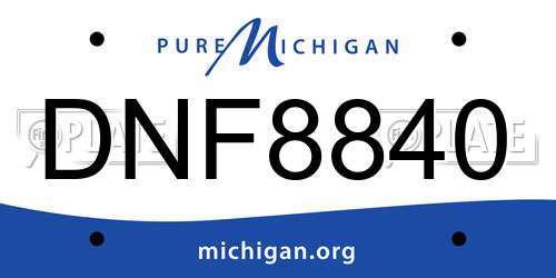 DNF8840 Michigan License Plate
