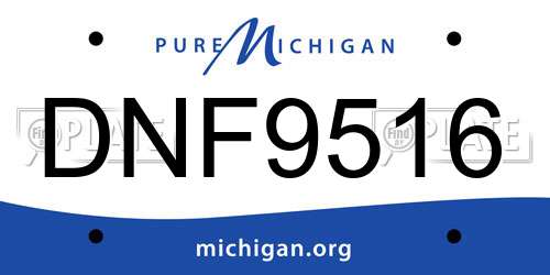 DNF9516 Michigan License Plate