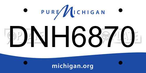 DNH6870 Michigan License Plate