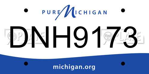 DNH9173 Michigan License Plate