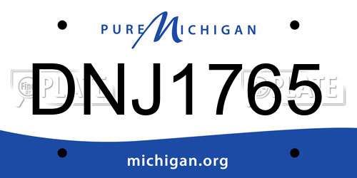 DNJ1765 Michigan License Plate