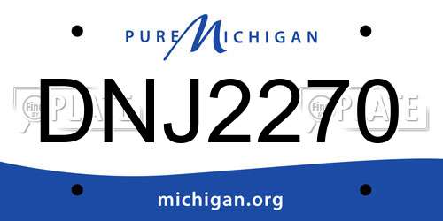 DNJ2270 Michigan License Plate