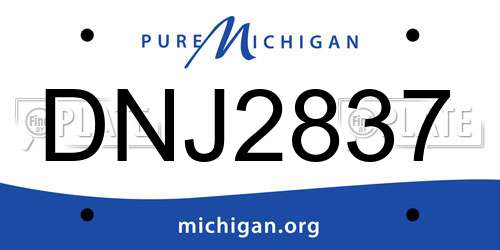 DNJ2837 Michigan License Plate
