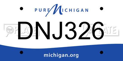 DNJ326 Michigan License Plate
