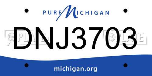 DNJ3703 Michigan License Plate