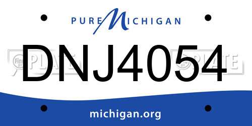 DNJ4054 Michigan License Plate