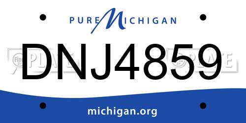 DNJ4859 Michigan License Plate