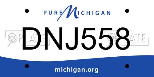 DNJ558 Michigan License Plate