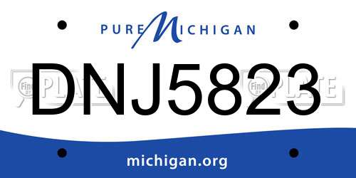 DNJ5823 Michigan License Plate