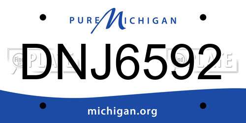 DNJ6592 Michigan License Plate
