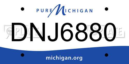 DNJ6880 Michigan License Plate