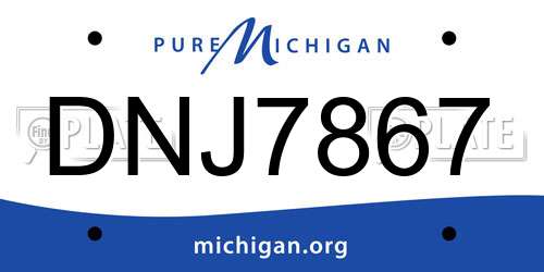 DNJ7867 Michigan License Plate