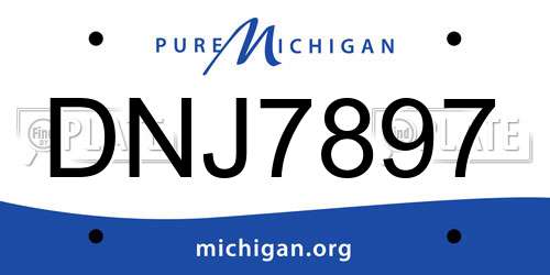 DNJ7897 Michigan License Plate
