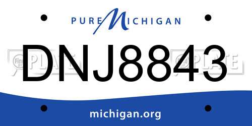 DNJ8843 Michigan License Plate