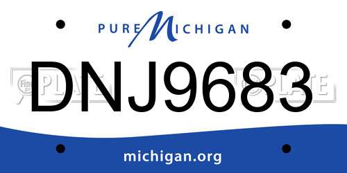 DNJ9683 Michigan License Plate