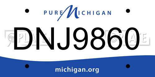 DNJ9860 Michigan License Plate