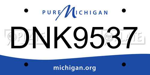 DNK9537 Michigan License Plate
