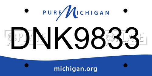 DNK9833 Michigan License Plate
