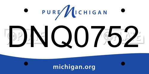 DNQ0752 Michigan License Plate
