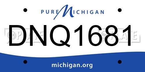 DNQ1681 Michigan License Plate