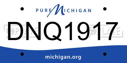 DNQ1917 Michigan License Plate