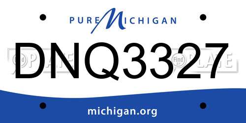 DNQ3327 Michigan License Plate