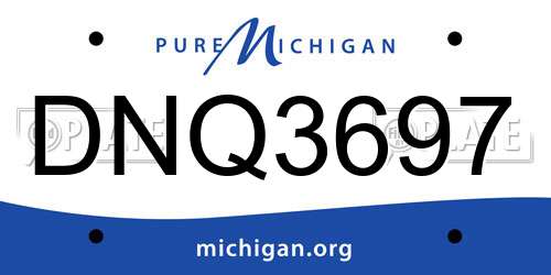 DNQ3697 Michigan License Plate