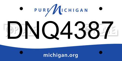 DNQ4387 Michigan License Plate