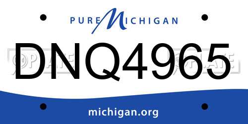 DNQ4965 Michigan License Plate