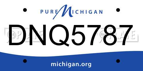 DNQ5787 Michigan License Plate