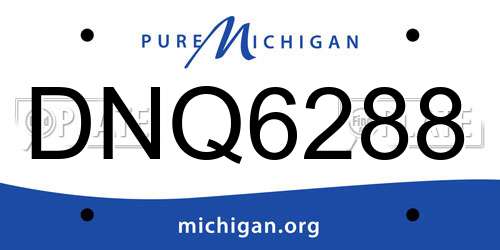DNQ6288 Michigan License Plate