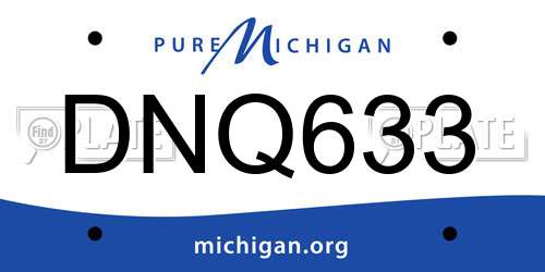DNQ633 Michigan License Plate