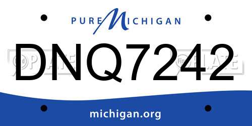 DNQ7242 Michigan License Plate